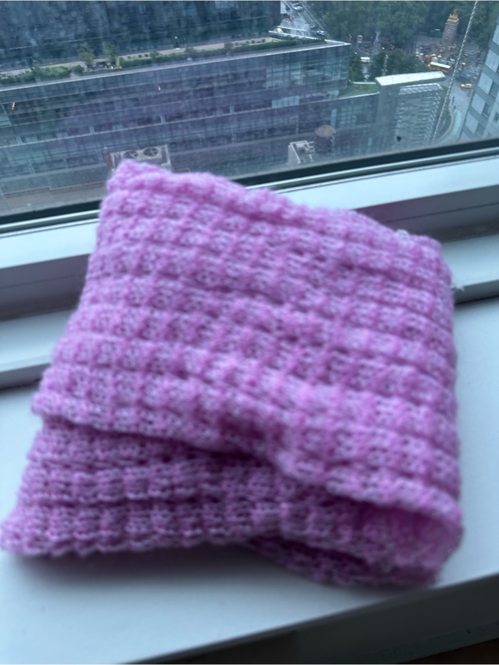 Pink Crochet Scarf - Soft Knit Accessory